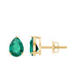 Pear Cut 1.4 Carat Lab Grown Emerald Teardrop Earrings in 3 Prong Setting