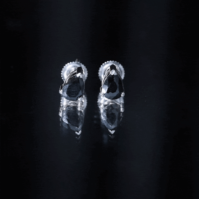 2 Carat Pear Shape Black Onyx Solitaire Stud Earrings