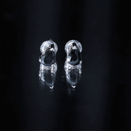 2 Carat Pear Shape Black Onyx Solitaire Stud Earrings
