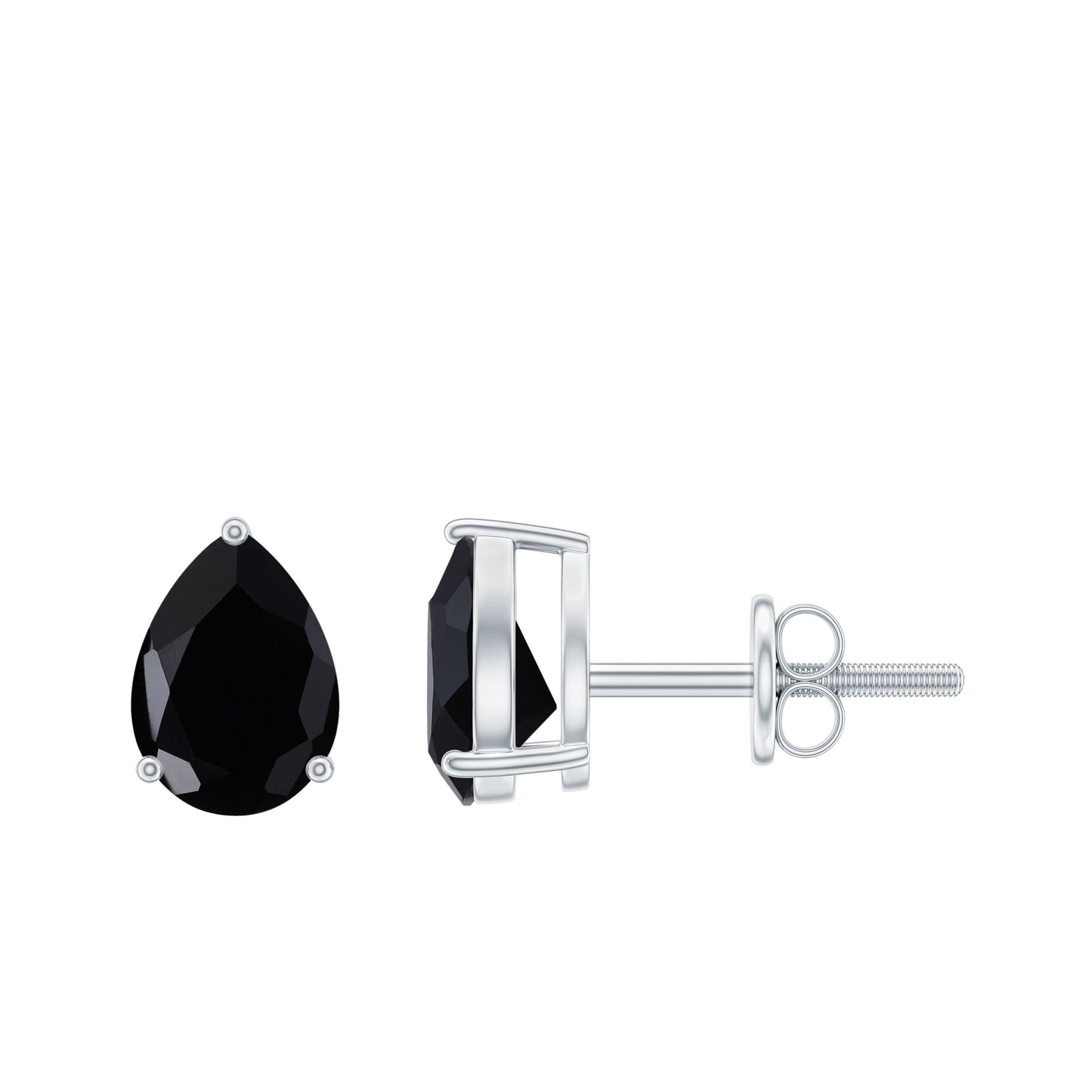 2 Carat Pear Shape Black Onyx Solitaire Stud Earrings