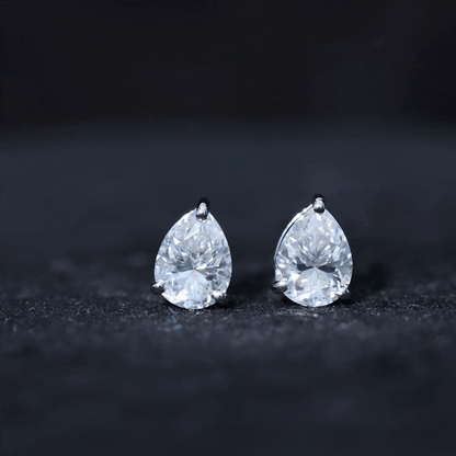 Solitaire Pear Cut Moissanite Stud Earrings