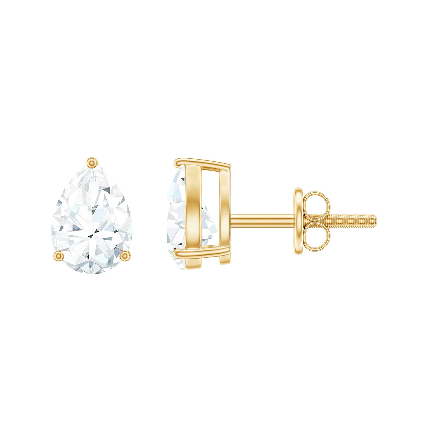 Solitaire Pear Cut Moissanite Stud Earrings
