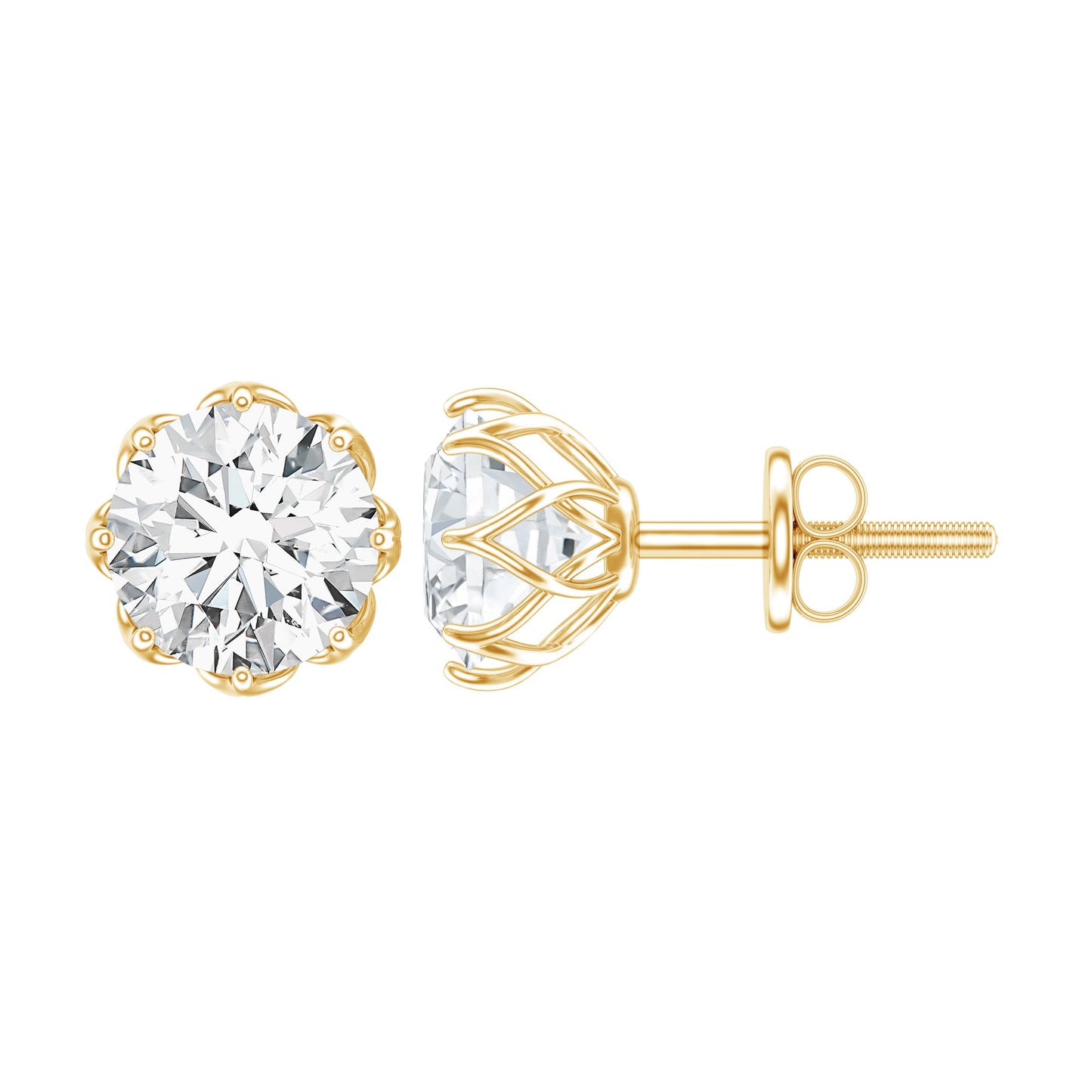 Certified Brilliant Cut 1.9 Carat Moissanite Solitaire Stud Earrings