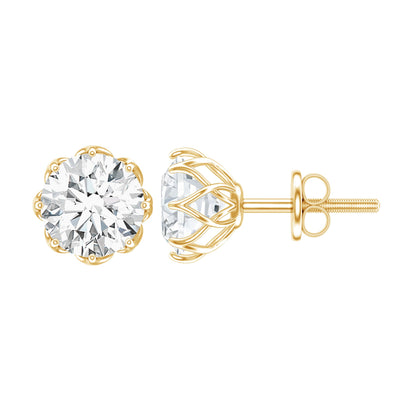 Certified Brilliant Cut 1.9 Carat Moissanite Solitaire Stud Earrings