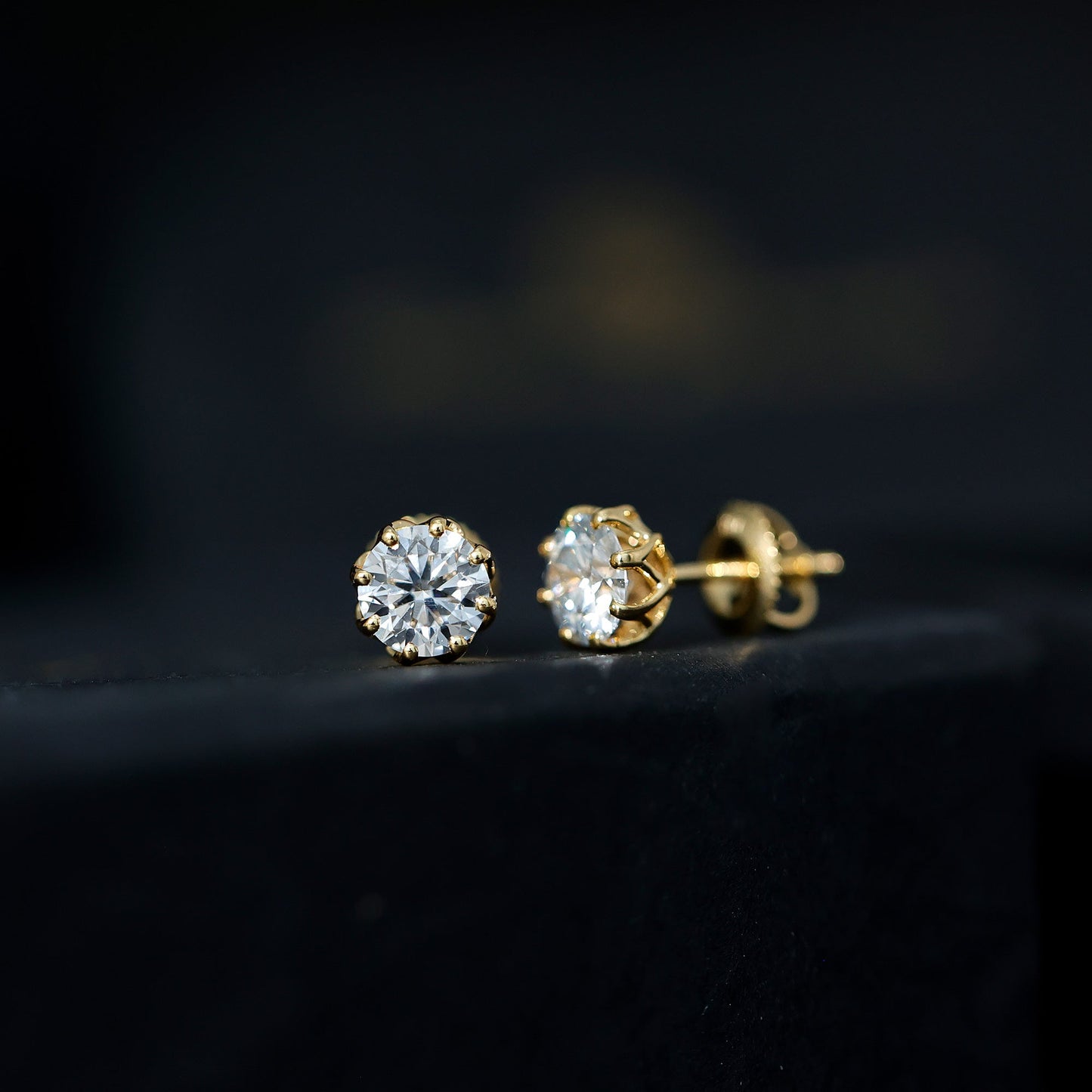 Certified Brilliant Cut 1.9 Carat Moissanite Solitaire Stud Earrings