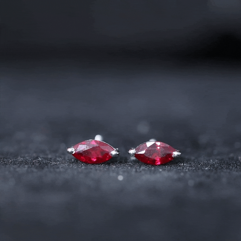 1.5 Carat Marquise Cut Lab Grown Ruby Stud Earrings