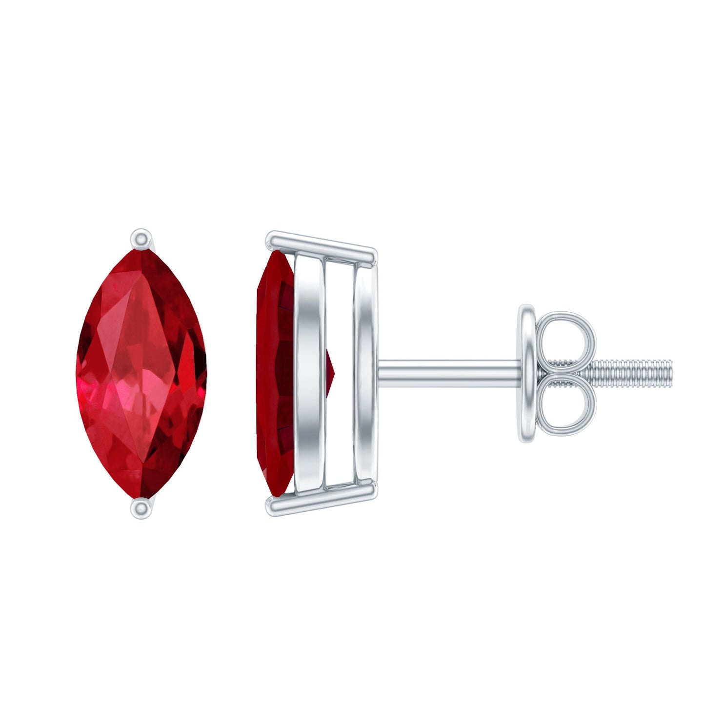 1.5 Carat Marquise Cut Lab Grown Ruby Stud Earrings