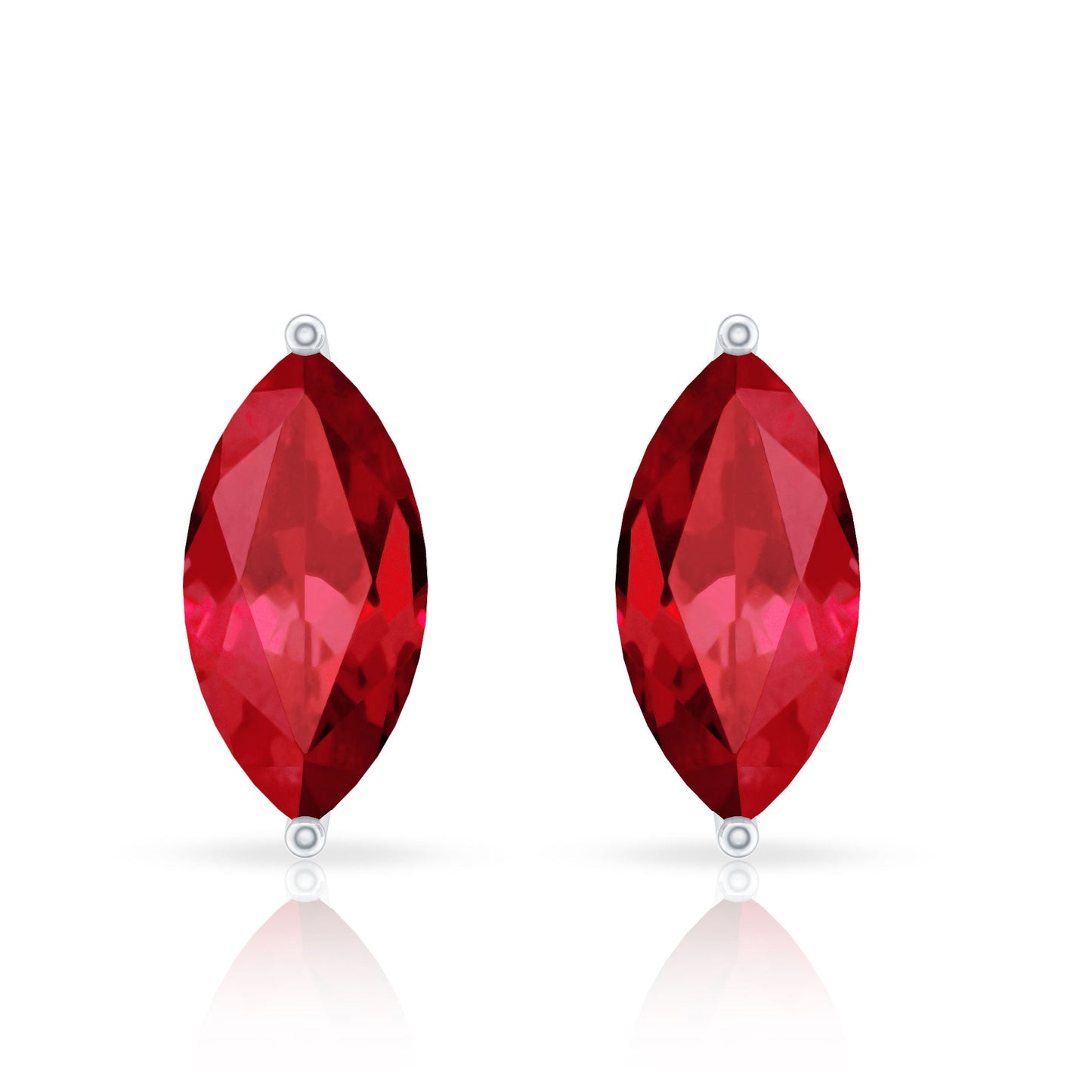 1.5 Carat Marquise Cut Lab Grown Ruby Stud Earrings