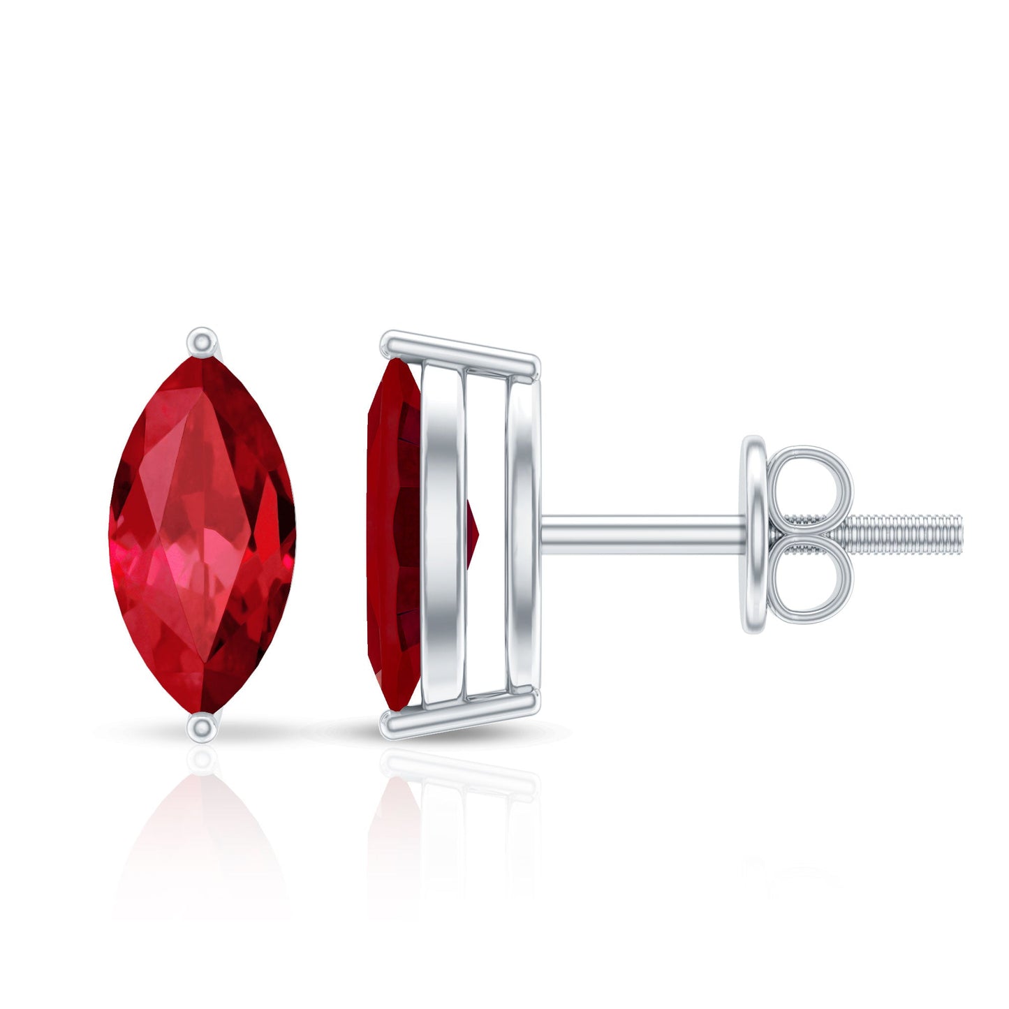 1.5 Carat Marquise Cut Lab Grown Ruby Stud Earrings