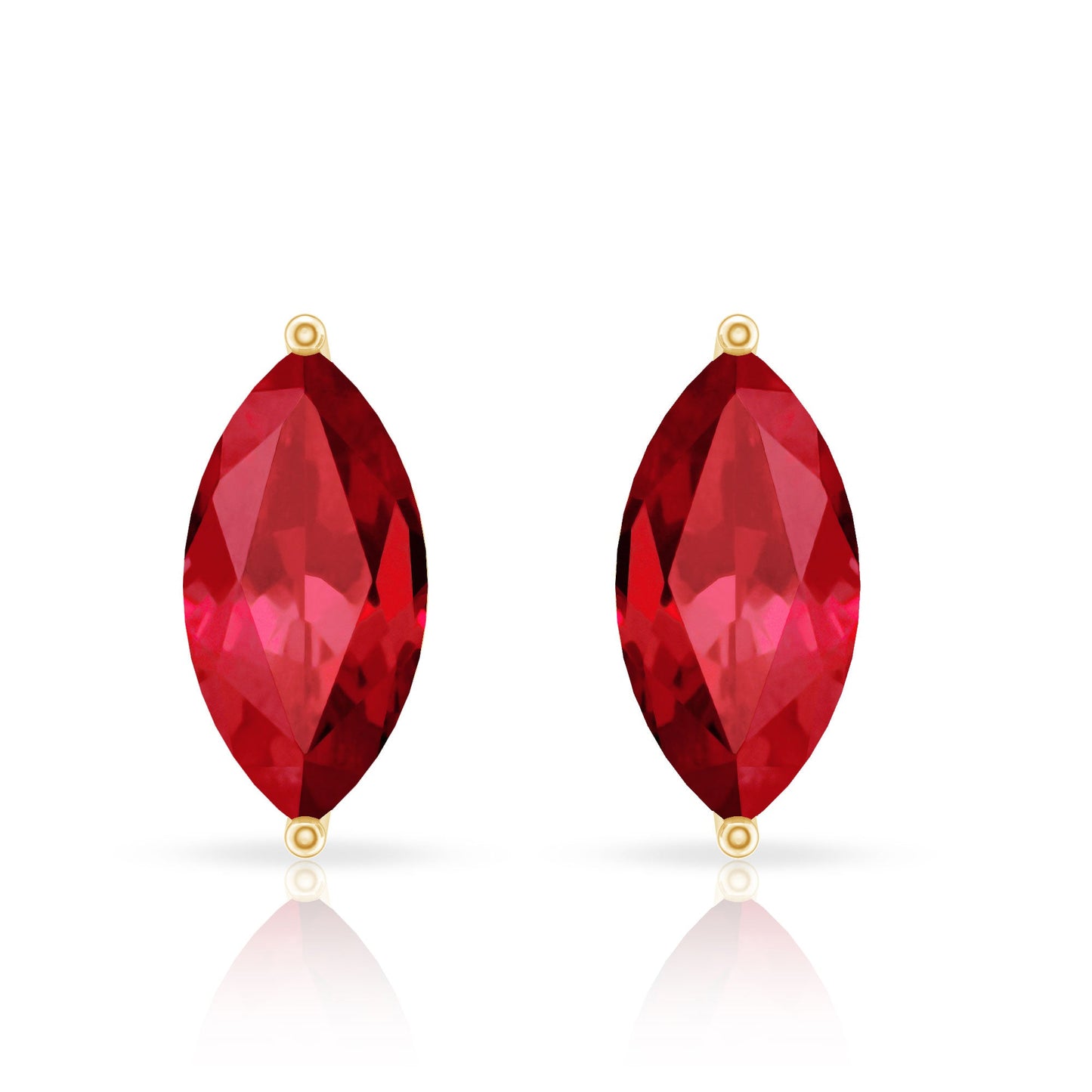 1.5 Carat Marquise Cut Lab Grown Ruby Stud Earrings