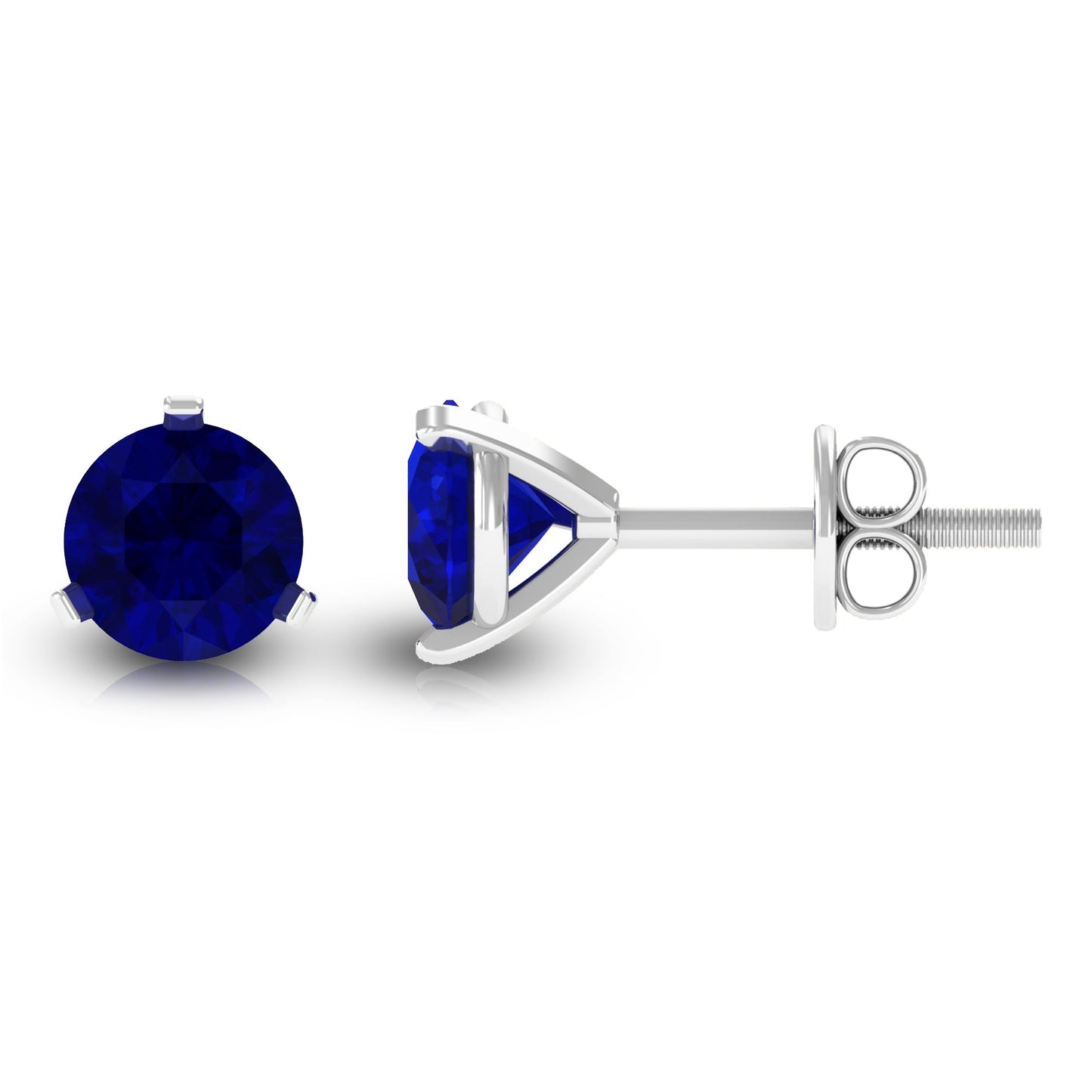 Blue Sapphire Solitaire Stud Earrings