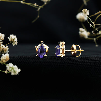 1.2 Carat Lab Created Blue Sapphire Turtle Stud Earrings
