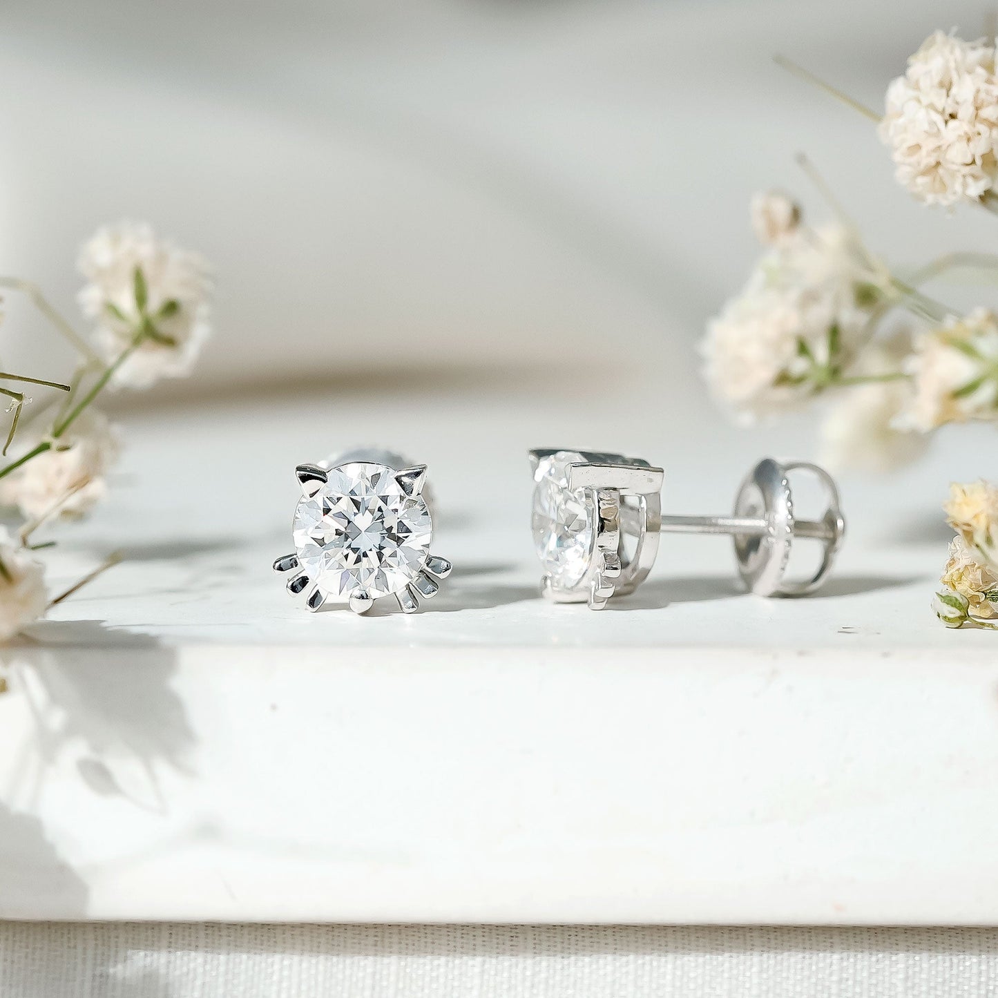 Natural Diamond Cat Stud Earrings