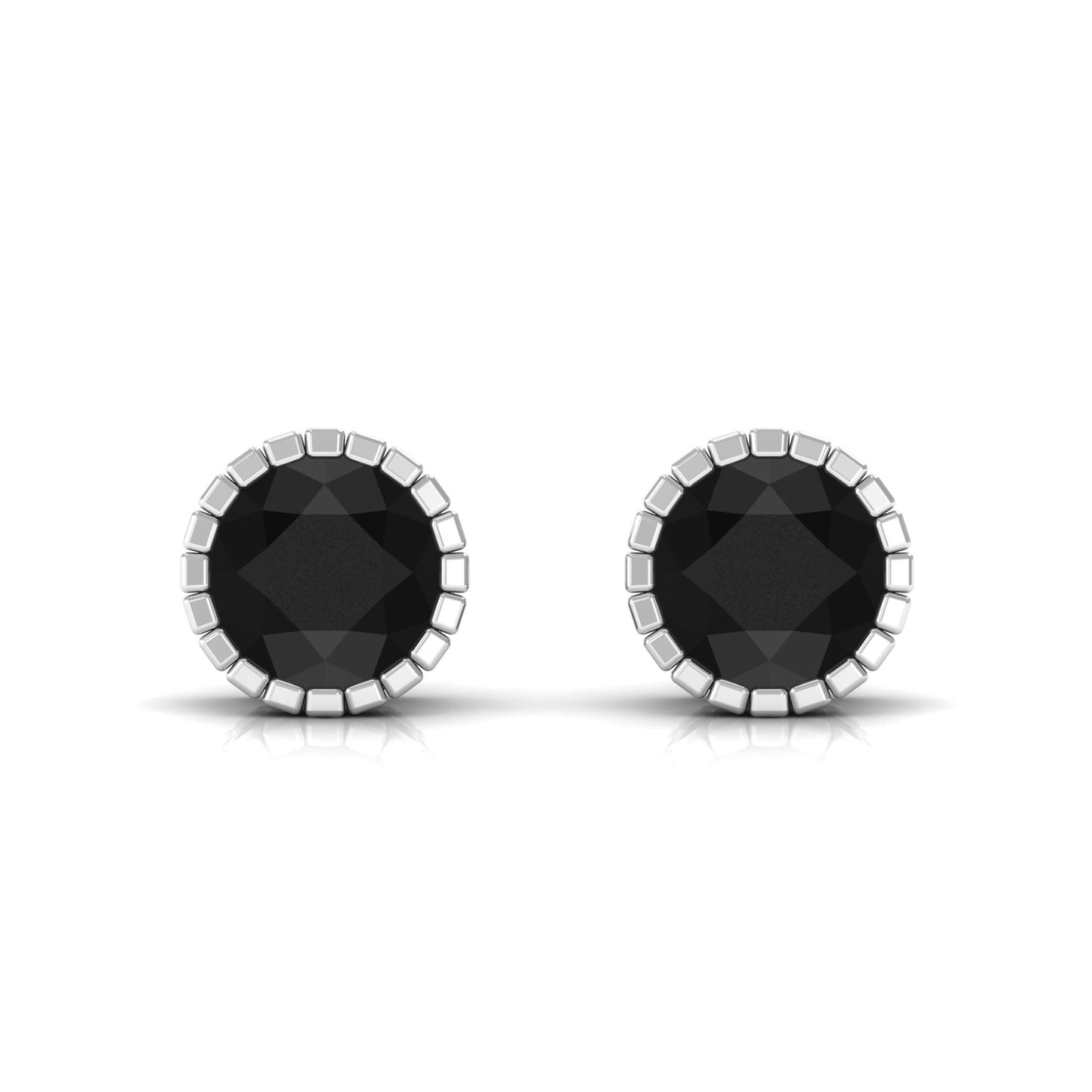 Real 3 Carat Round Shape Black Spinel Stud Earrings with Certificate
