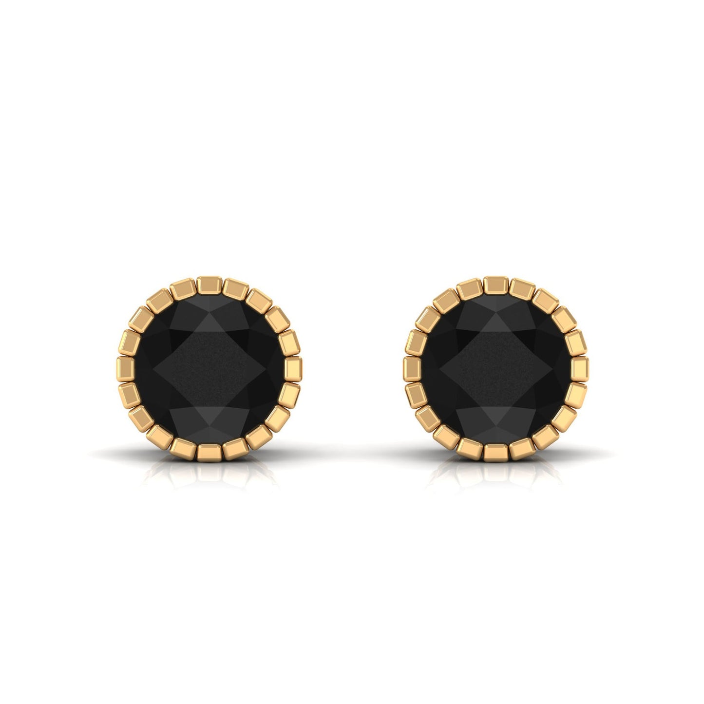 Real 3 Carat Round Shape Black Spinel Stud Earrings with Certificate