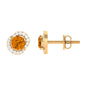 Round Citrine and Diamond Stud Earrings