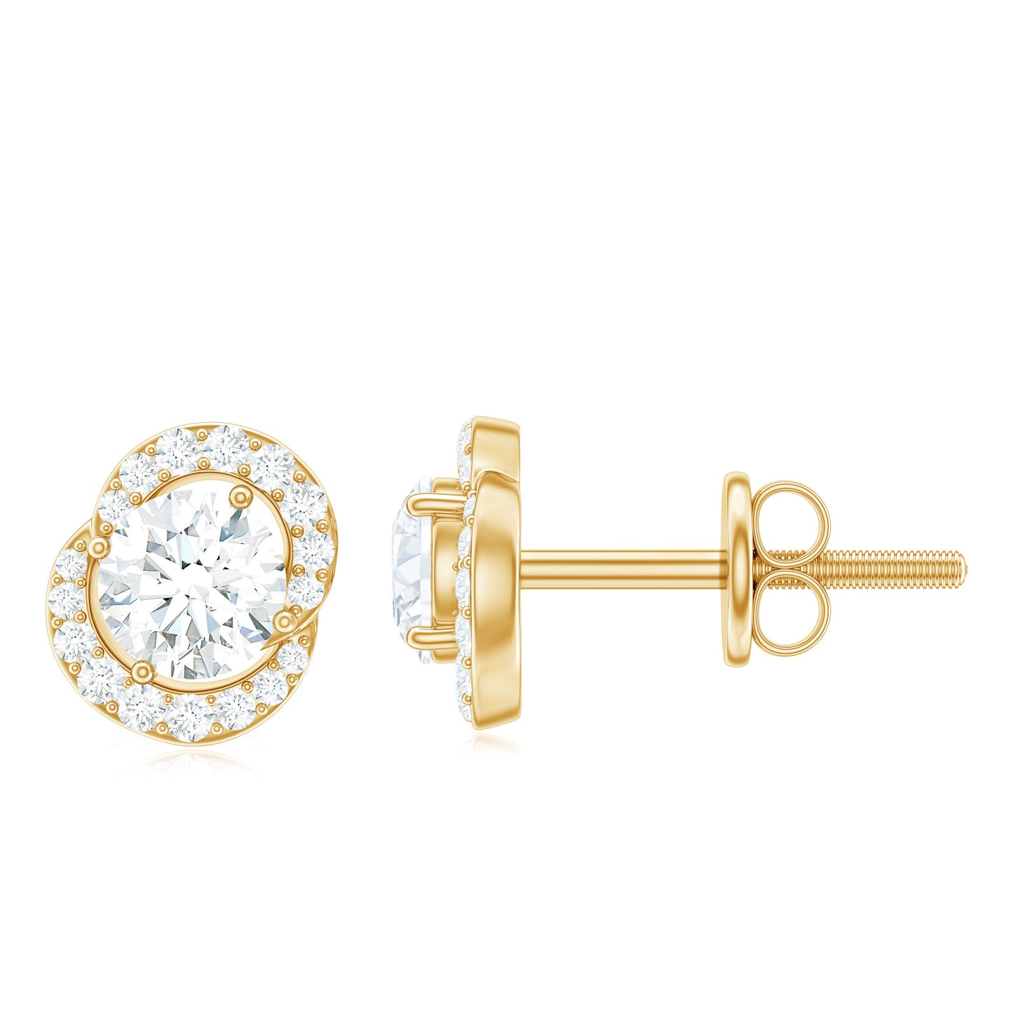 Certified Moissanite Everyday Stud Earrings with Screw Back