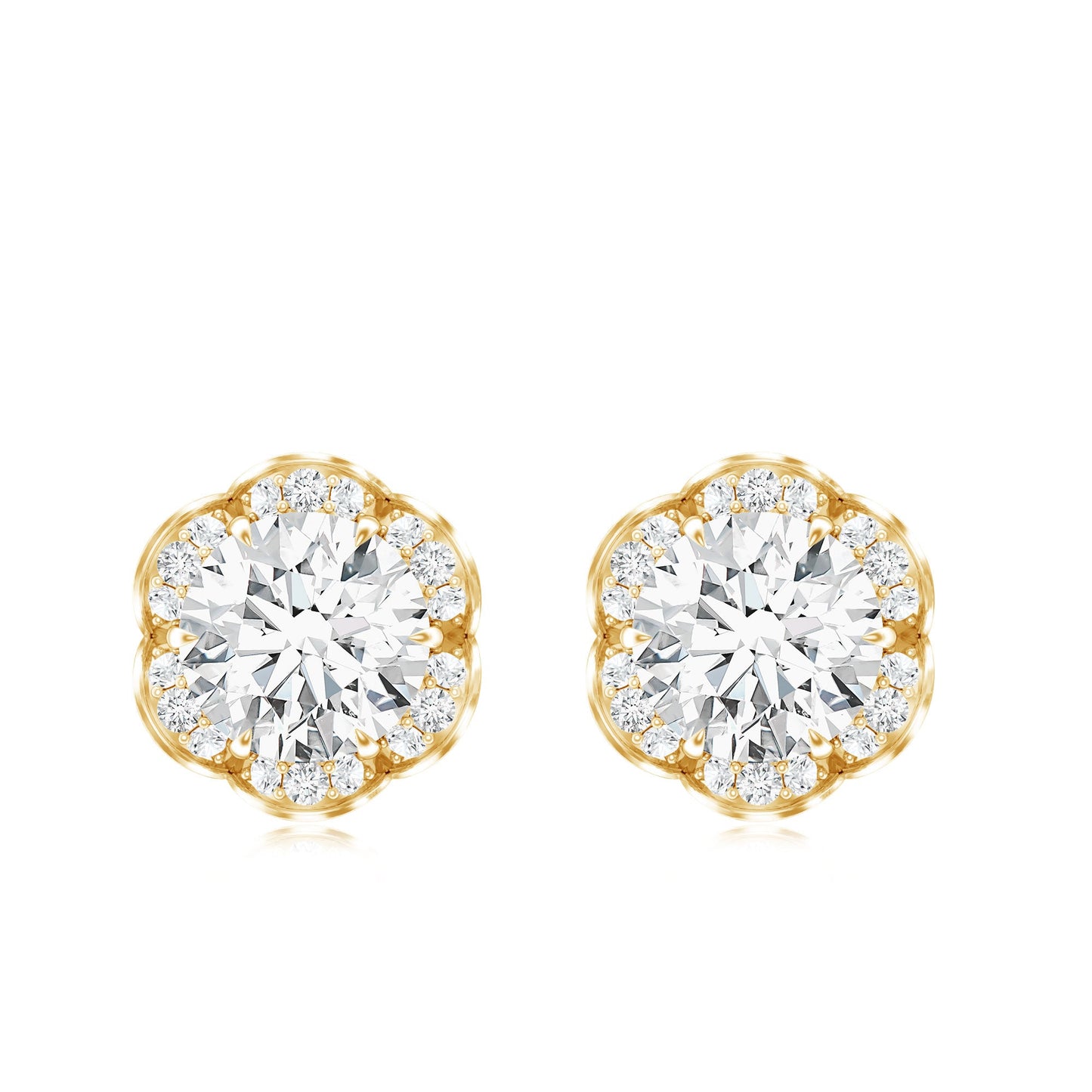 Certified 1.9 Carat Moissanite Flower Stud Earrings