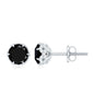 0.9 Carat Black Spinel Stud Earrings with Diamond Accent