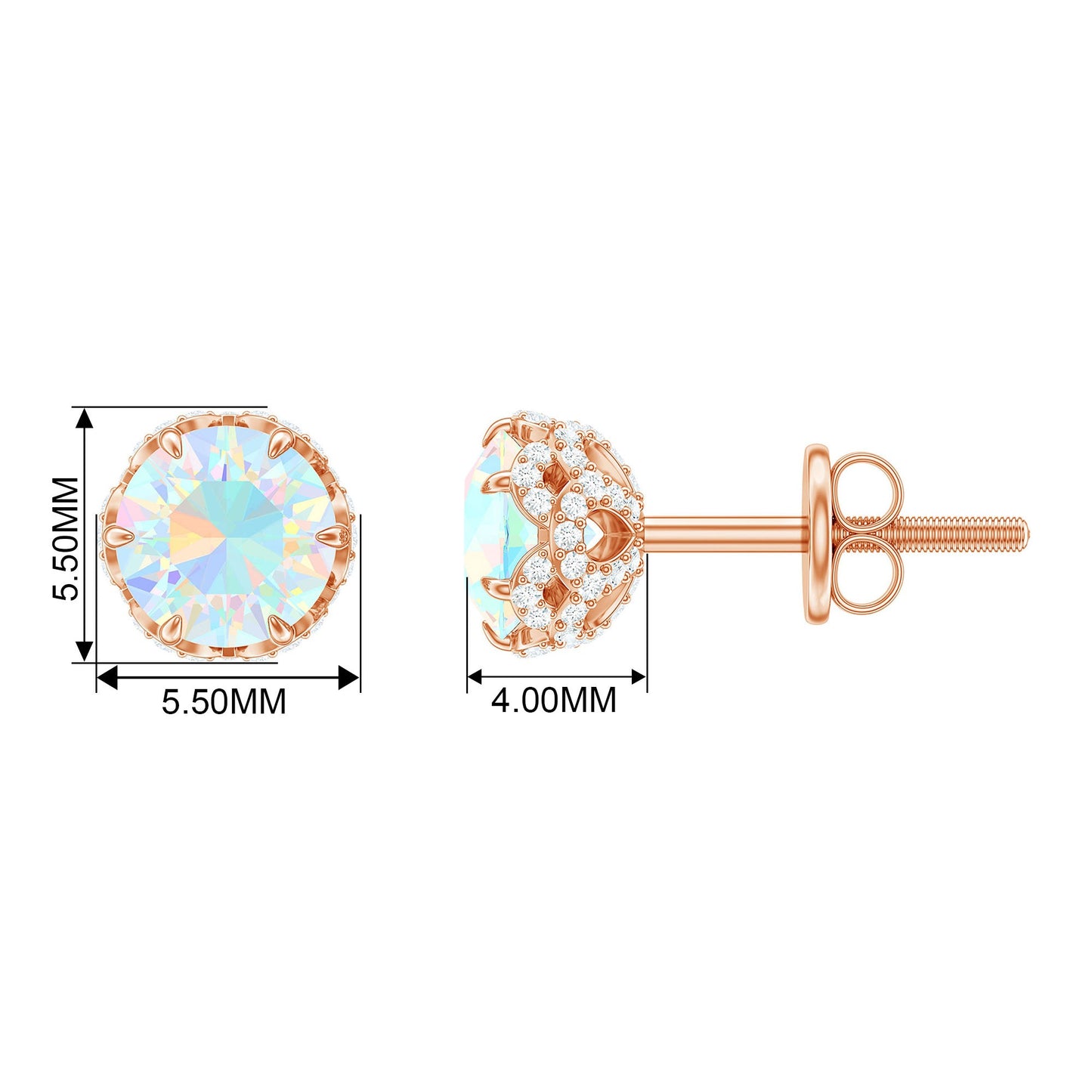 Designer Ethiopian Opal Stud Earrings with Diamond