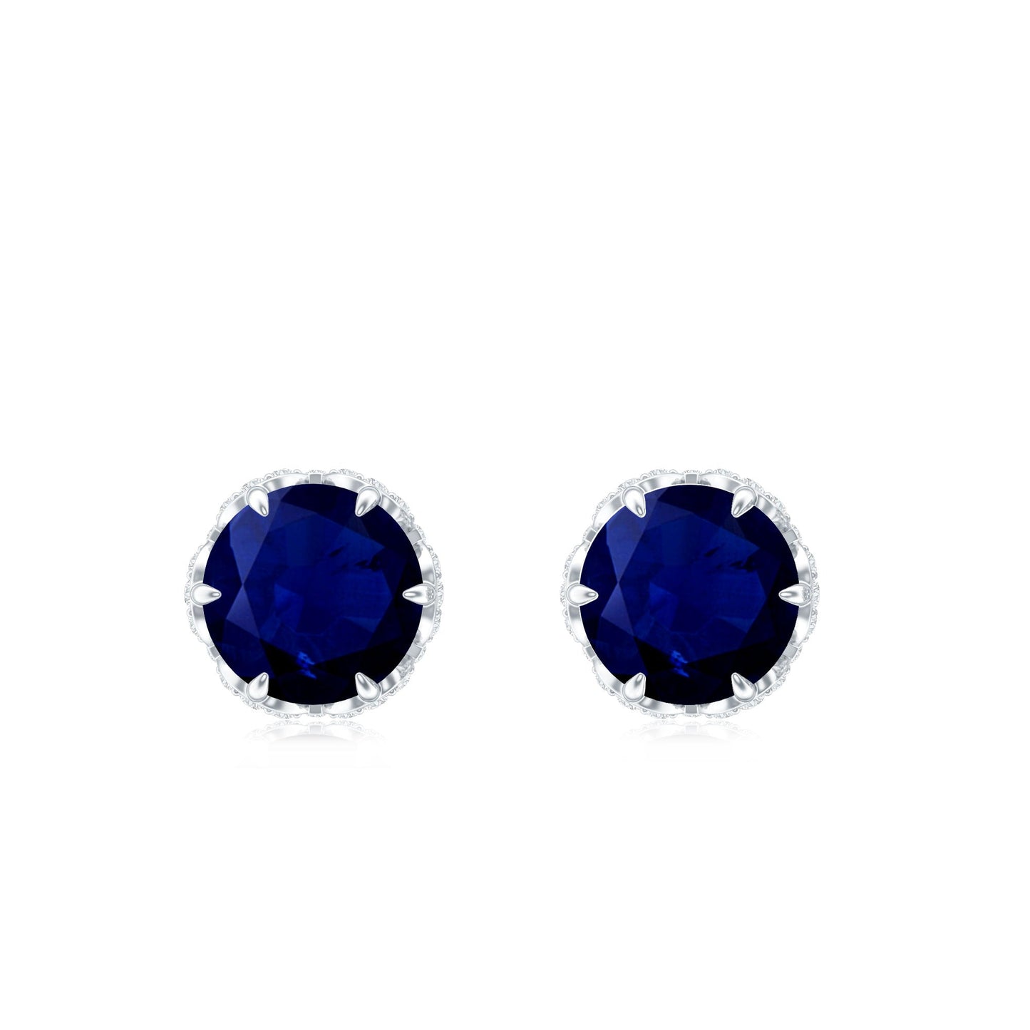 Designer Blue Sapphire Stud Earrings with Diamond