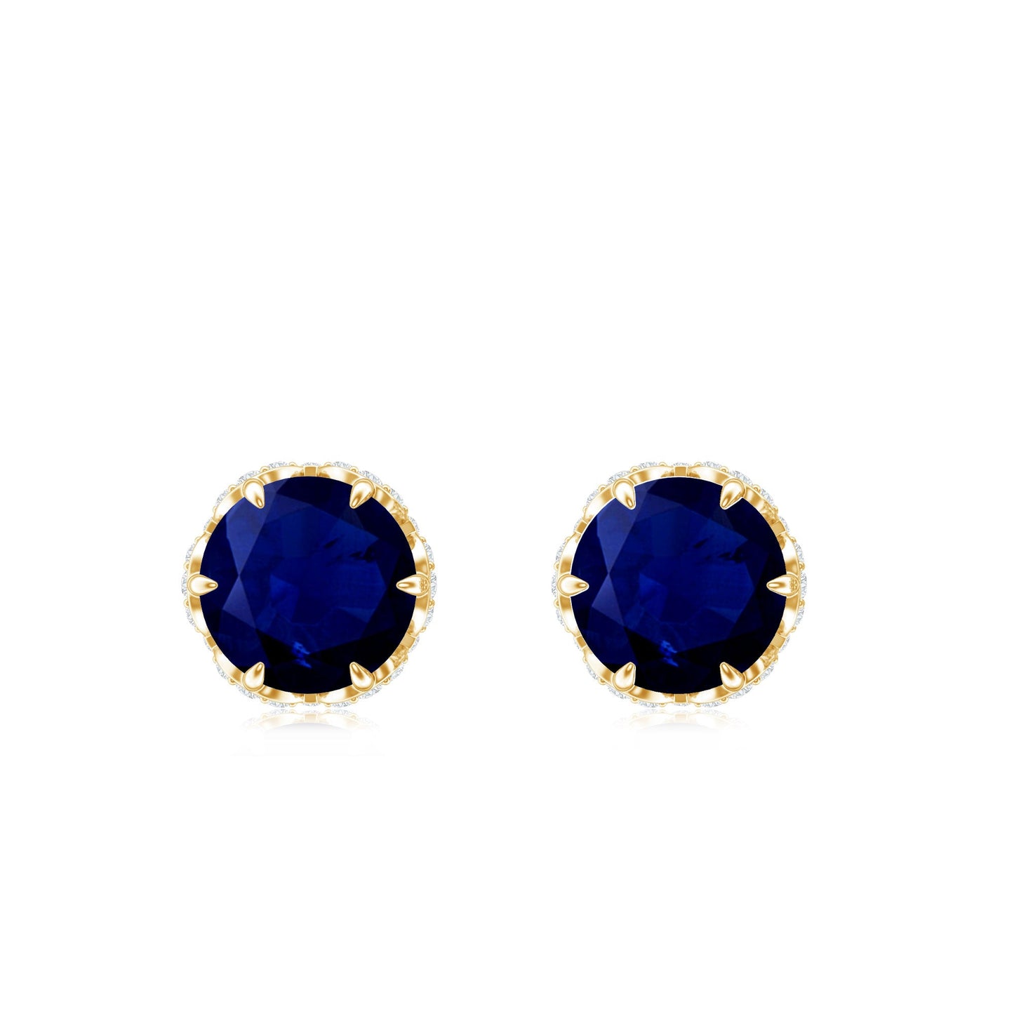 Designer Blue Sapphire Stud Earrings with Diamond