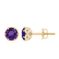 Natural Amethyst Stud Earrings with Diamond