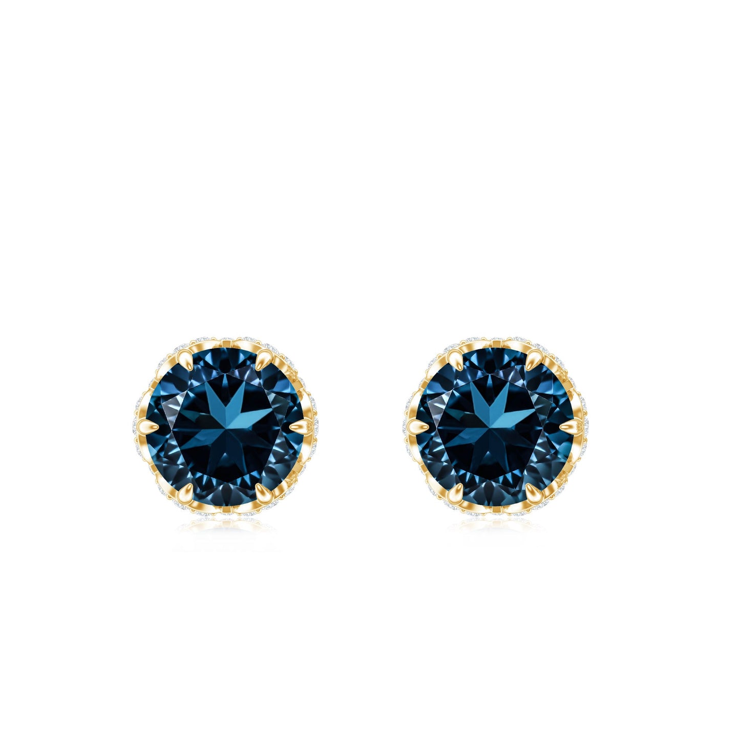 Designer London Blue Topaz Stud Earrings with Diamond