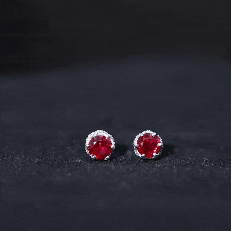 Certified Lab Grown Ruby Wedding Stud Earrings with Diamonds