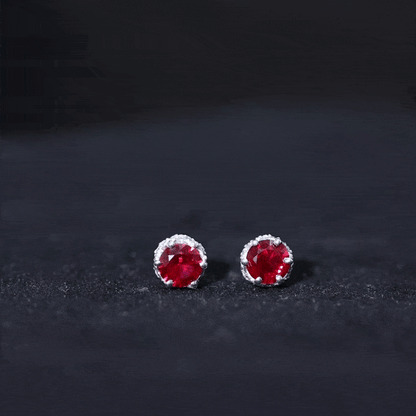 Certified Lab Grown Ruby Wedding Stud Earrings with Diamonds