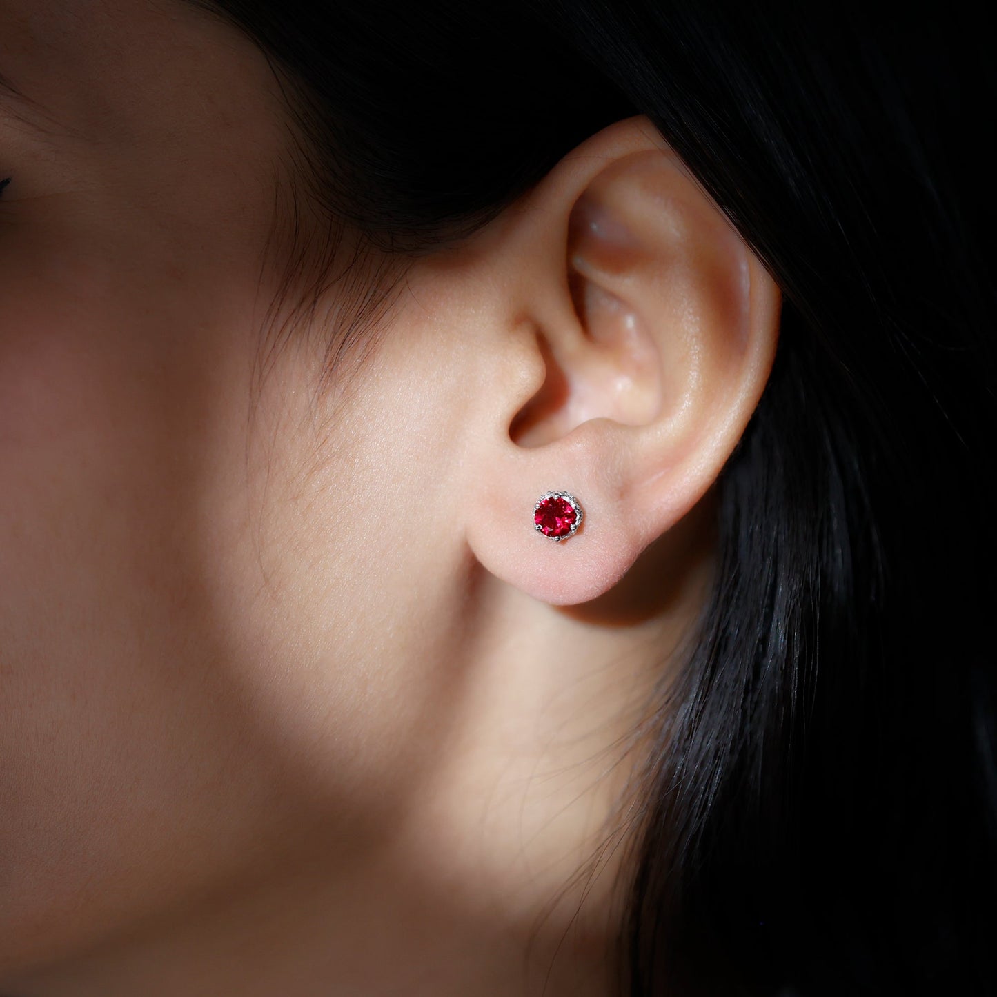 Certified Lab Grown Ruby Wedding Stud Earrings with Diamonds