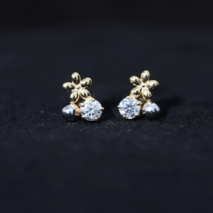 Round Cut Moissanite Flower Stud Earrings with Screw Backs