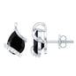 1.2 Carat Natural Black Spinel Teardrop Stud Earrings with Diamond