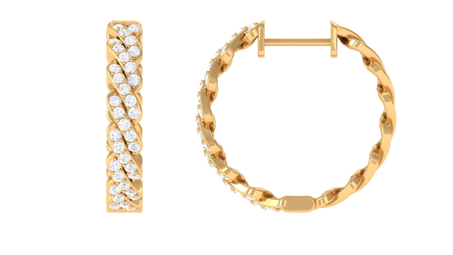 Natural Diamond Twisted Hoop Earrings with Certificate