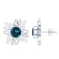 London Blue Topaz and Diamond Flower Stud Earrings