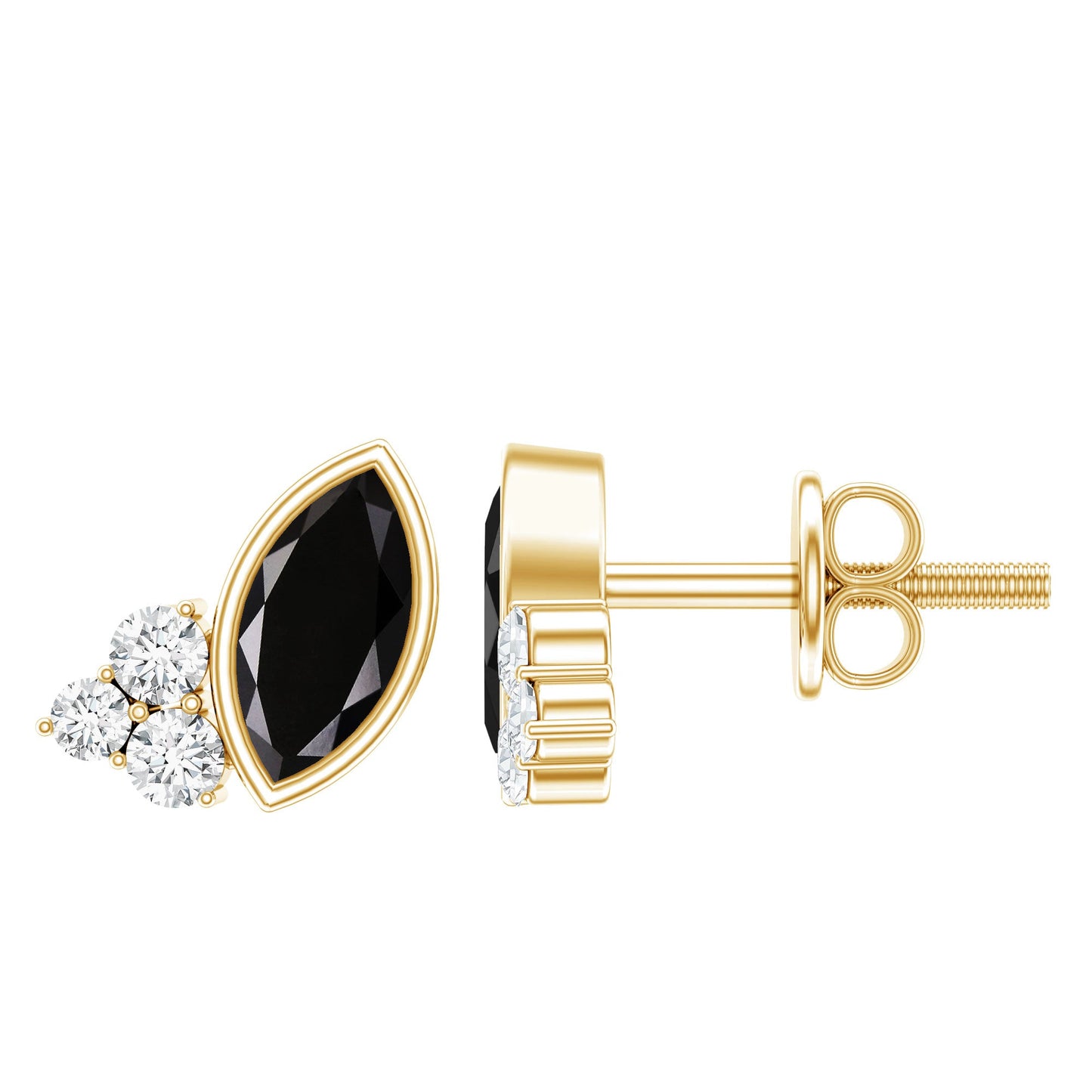 Marquise Shape 0.7 Carat Lab Grown Black and White Diamond Stud Earrings