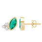 Marquise Shape 0.6 Carat Lab Grown Emerald Stud Earrings with Diamond Trio