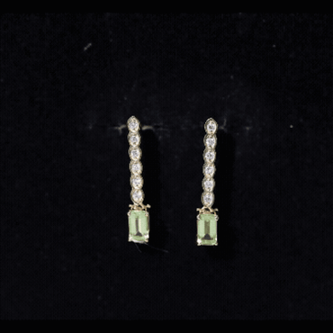 Certified Peridot and Diamond Drop Earrings in Gold Plated Silver