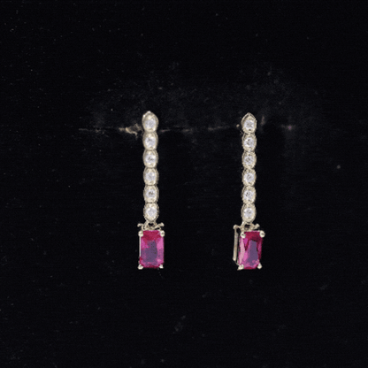 Lab Grown Ruby and Diamond Dangle Earrings For Women