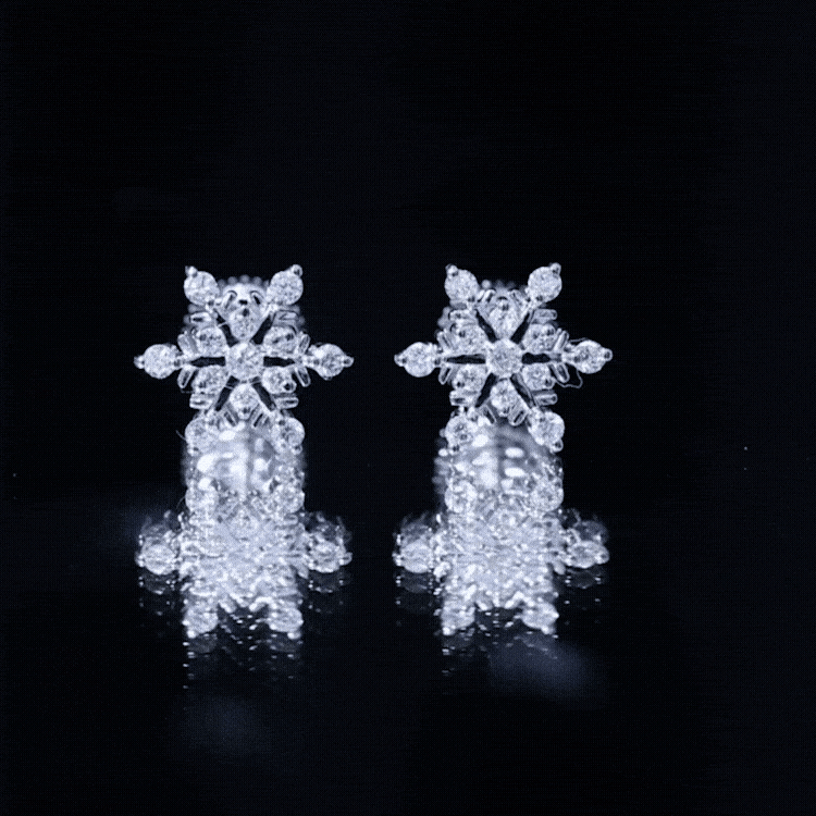 Lab Created Diamond Snowflake Stud Earrings With Screw Back