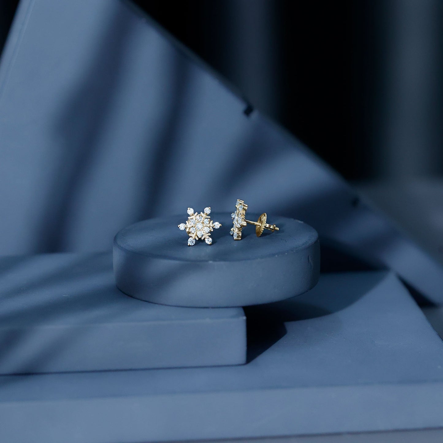Lab Created Diamond Snowflake Stud Earrings With Screw Back