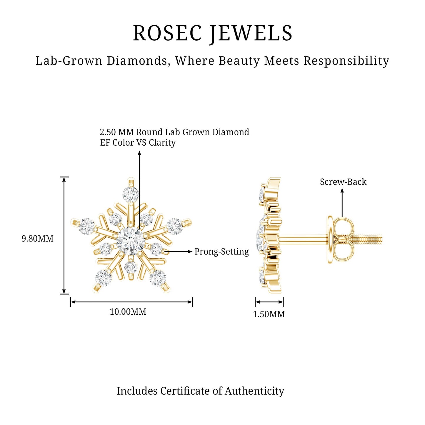 Lab Grown Diamond Icy Snowflake Earrings