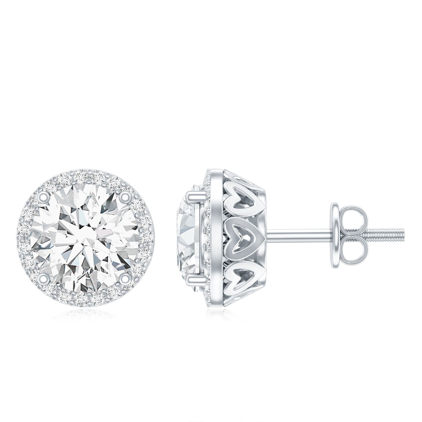 Round Halo Lab Grown Diamond Earring For Women