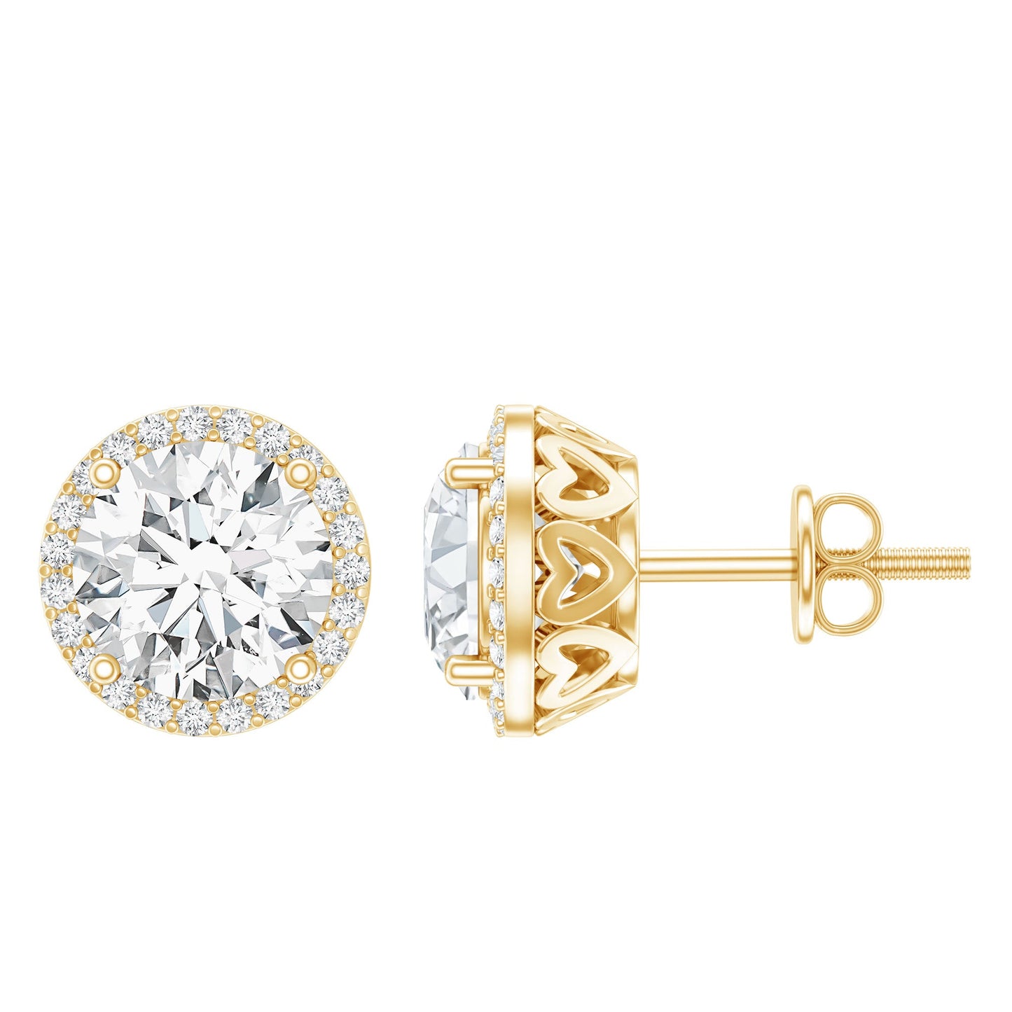 Round Halo Lab Grown Diamond Earring For Women