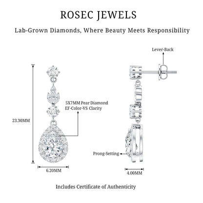 Certified Lab Grown Diamond Dangling Earrings