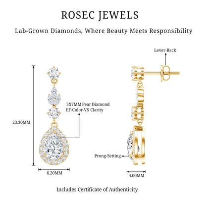 Certified Lab Grown Diamond Dangling Earrings