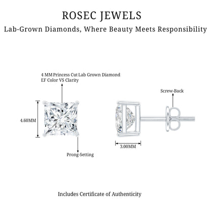 Certified Lab Created Diamond Square Earrings