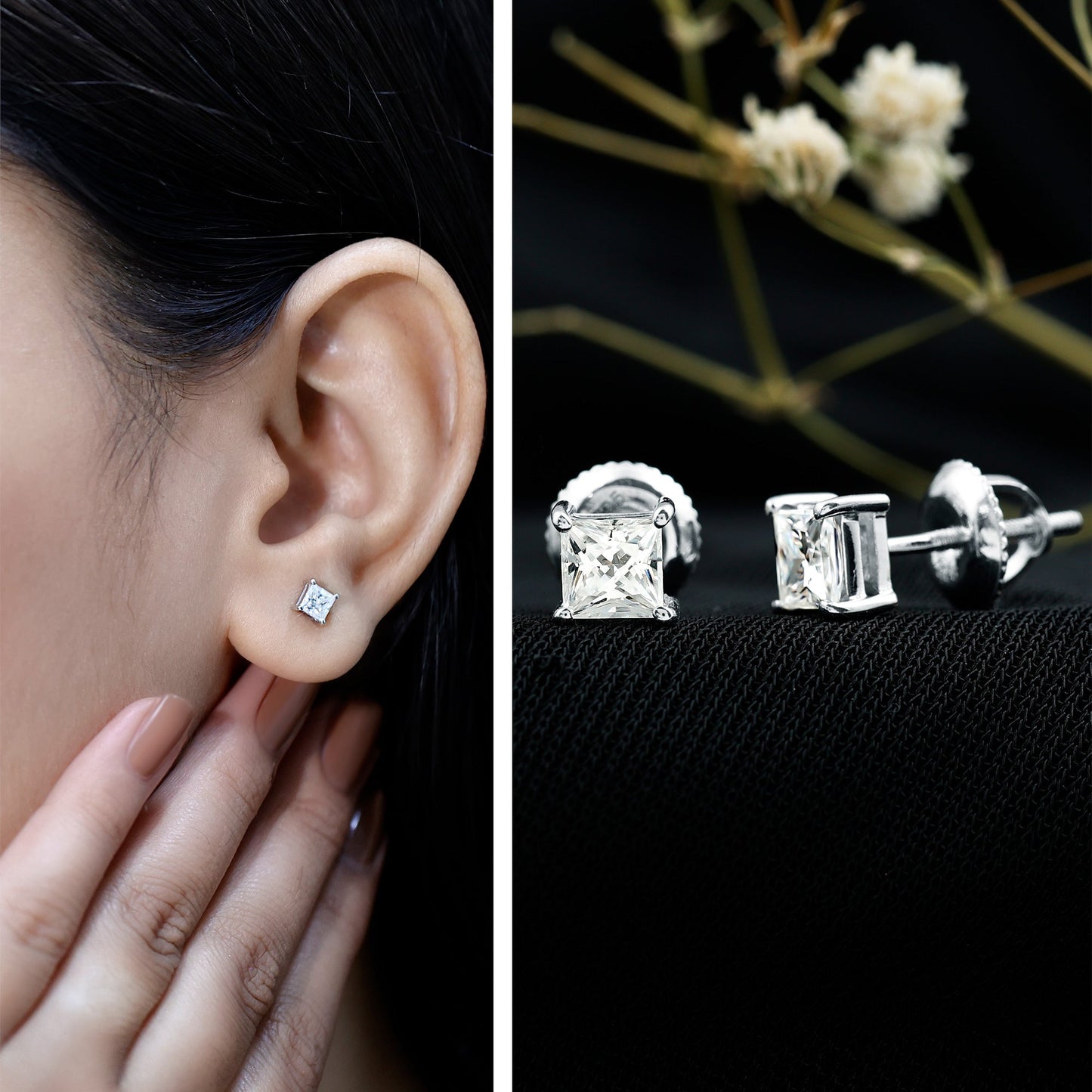 Certified Lab Created Diamond Square Earrings