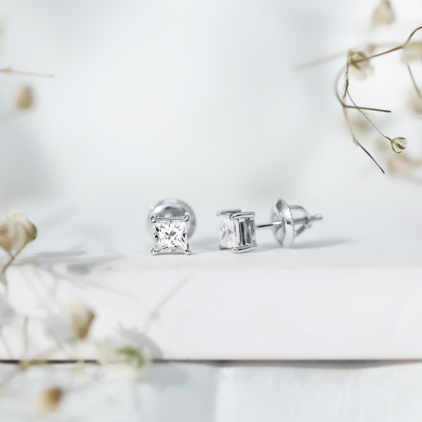Certified Lab Created Diamond Square Earrings
