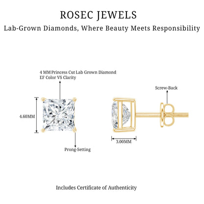 Certified Lab Created Diamond Square Earrings